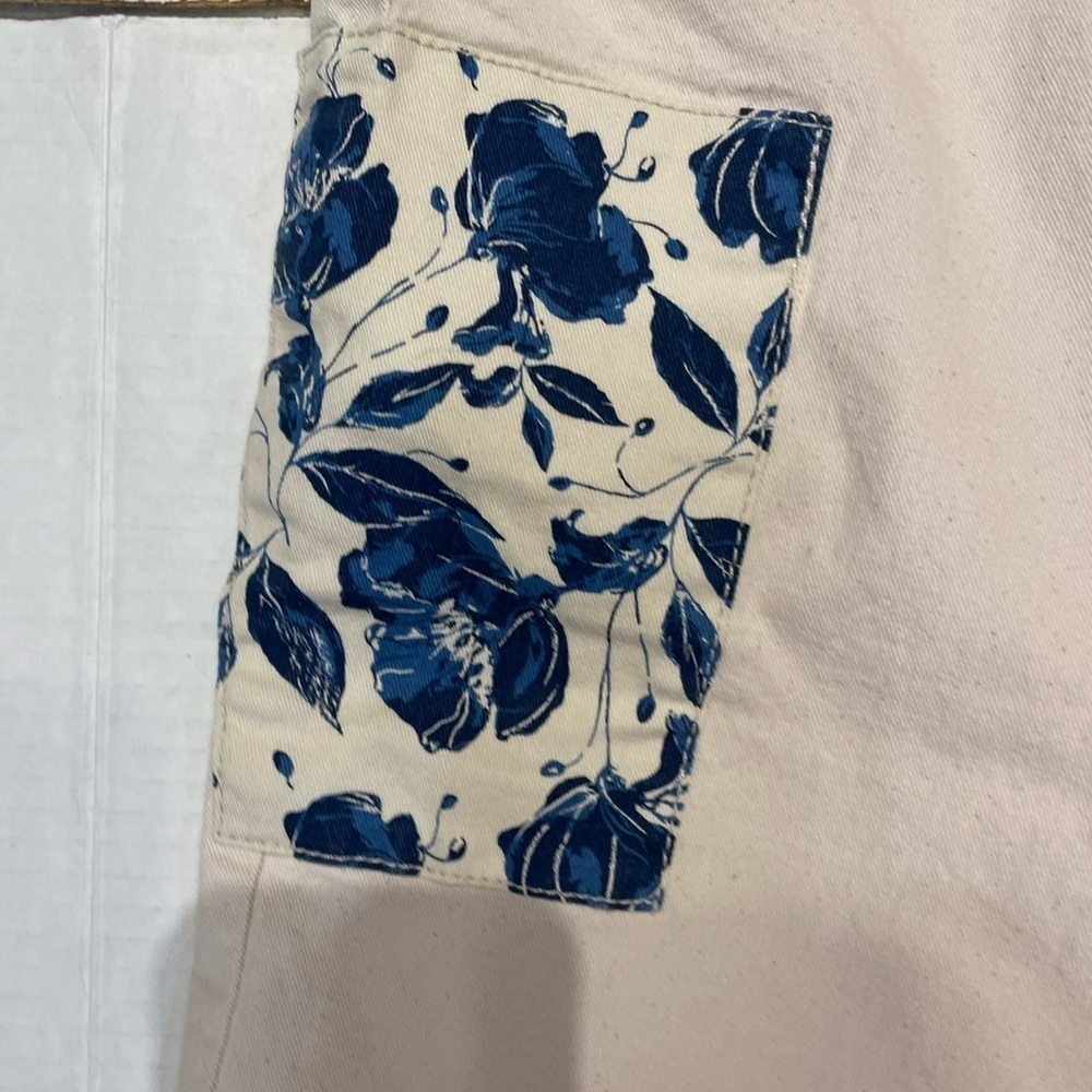 Sonoma Cotton Blend Boyfriend High Rise Tan Patchwork Cuffed Pants Size 4 NWT - Picture 3 of 5